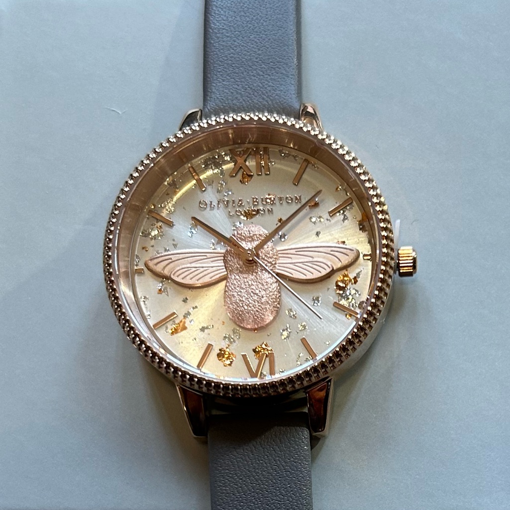 Olivia Burton Celestial 3d Bee Demi Dial Watch With 34mm Silver Face & Grey Band